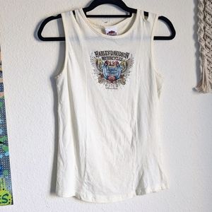 Harley Davidson Nassau Bahamas Tank Top Cream White Women's